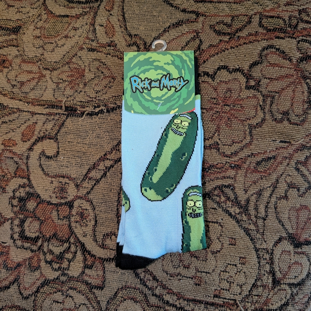 Bioworld Rick and Morty Pickle Rick Socks - Blue and Green
